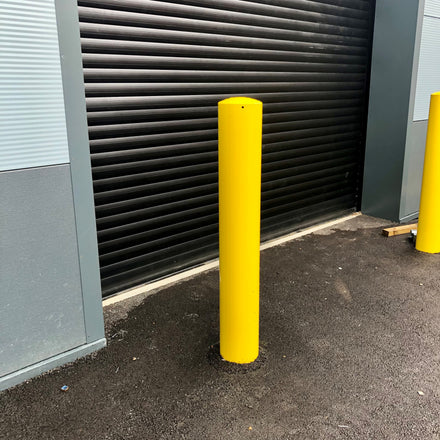 Autopa Fixed Galvanised Yellow Steel Bollard 1000mm (No Fixings)