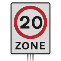 20mph Zone Inc Symbol Sign Post-Mounted - Diagram 674 R2/RA2 (Face Only)