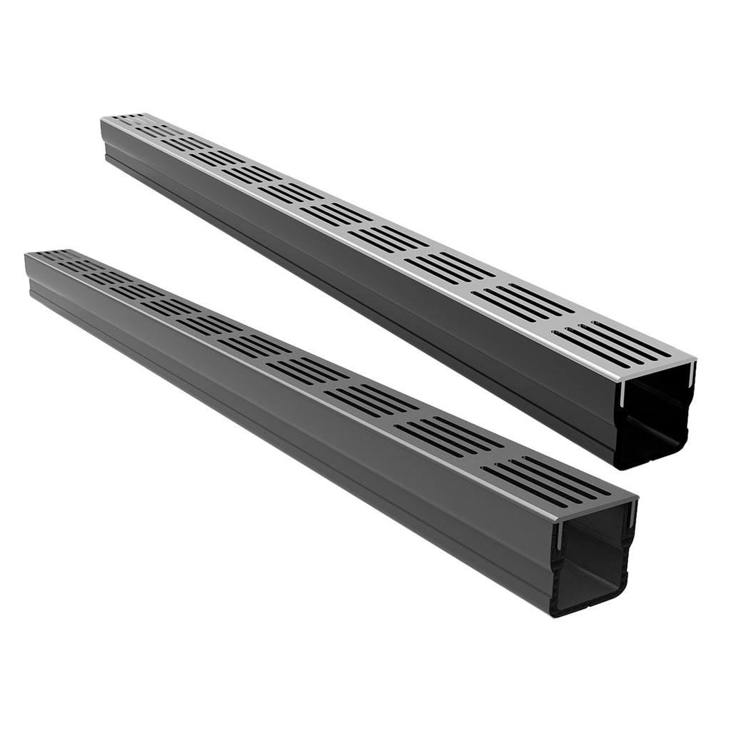 Alusthetic PVC Threshold Drain With Aluminium Grating 1 Metre Length