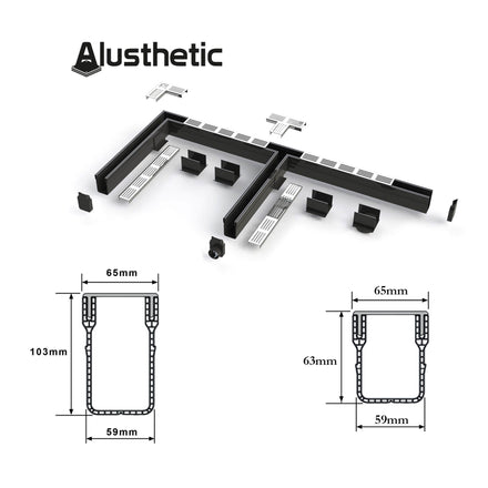 Alusthetic PVC Threshold Drain With Aluminium Grating 1 Metre Length