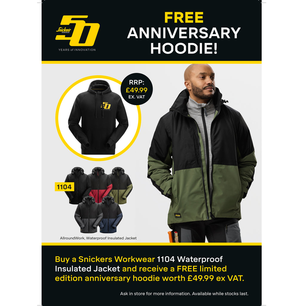 Snickers Bundle: 1104 Black/Black Waterproof Winter Jacket + Free Special Edition Hoodie
