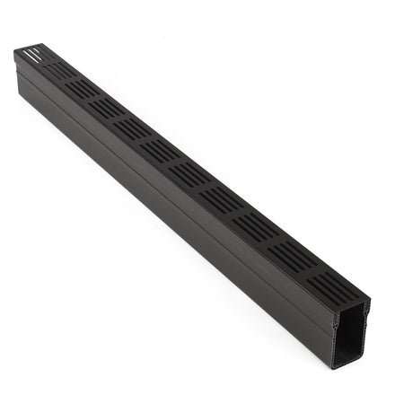 Alusthetic PVC Threshold Drain With Aluminium Grating 1 Metre Length (Black)