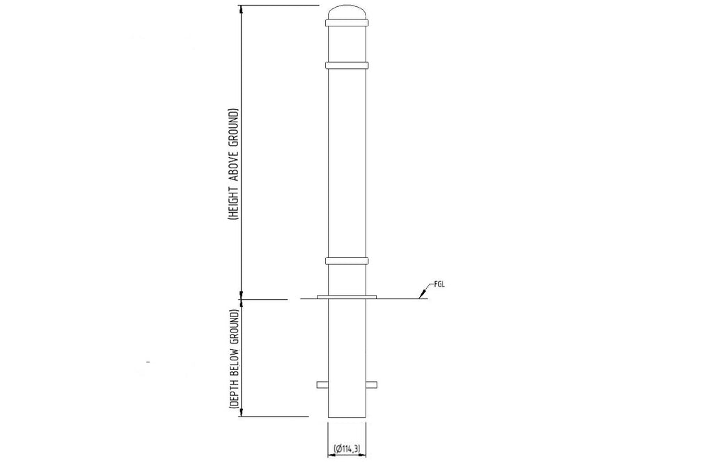 Autopa Slough Ornamental Galvanised Steel Bollard 900mm - GFC1900 (No Fixings)