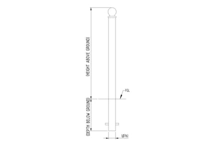 Autopa Ornamental Galvanised Steel Bollard 1000mm - GFC2000 (No Fixings)