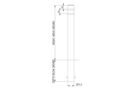Autopa Ornamental Galvanised Steel Bollard 1000mm - GFC2R (No Fixings)