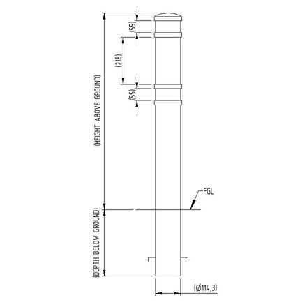 Autopa Hardwick Ornamental Galvanised Steel Bollard 900mm - GFC4500 (No Fixings)