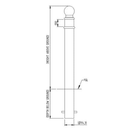Autopa Ornamental Galvanised Steel Bollard 1000mm - GFC5000 (No Fixings)