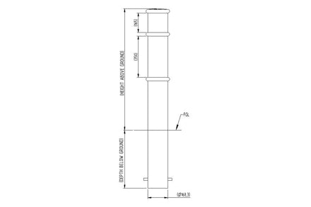 Autopa Ornamental Galvanised Steel Bollard 1000mm - GFC6000 (No Fixings)