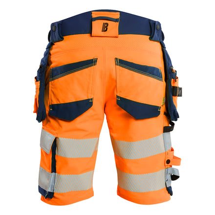 Blaklader 1120 Hi Vis Shorts 4 Way Stretch Hi Vis Orange Navy Blue Back