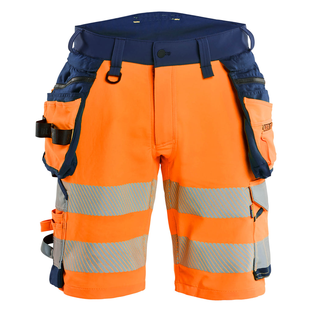Blaklader 1120 Hi Vis Shorts 4 Way Stretch Hi Vis Orange Navy Blue Main