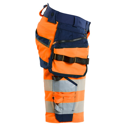 Blaklader 1120 Hi Vis Shorts 4 Way Stretch Hi Vis Orange Navy Blue Right