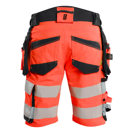 Blaklader 1120 Hi Vis Shorts 4 Way Stretch Hi Vis Red Black Back