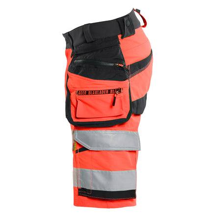 Blaklader 1120 Hi Vis Shorts 4 Way Stretch Hi Vis Red Black Left