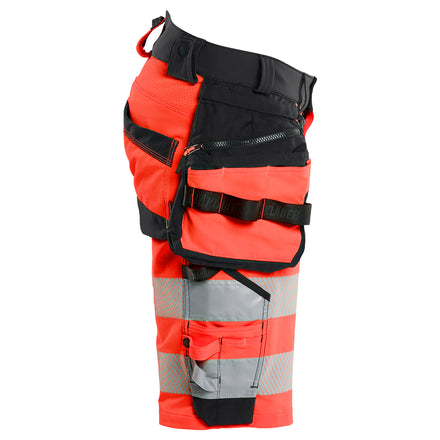 Blaklader 1120 Hi Vis Shorts 4 Way Stretch Hi Vis Red Black Right
