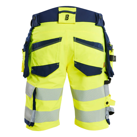 Blaklader 1120 Hi Vis Shorts 4 Way Stretch Hi Vis Yellow Navy Blue Back