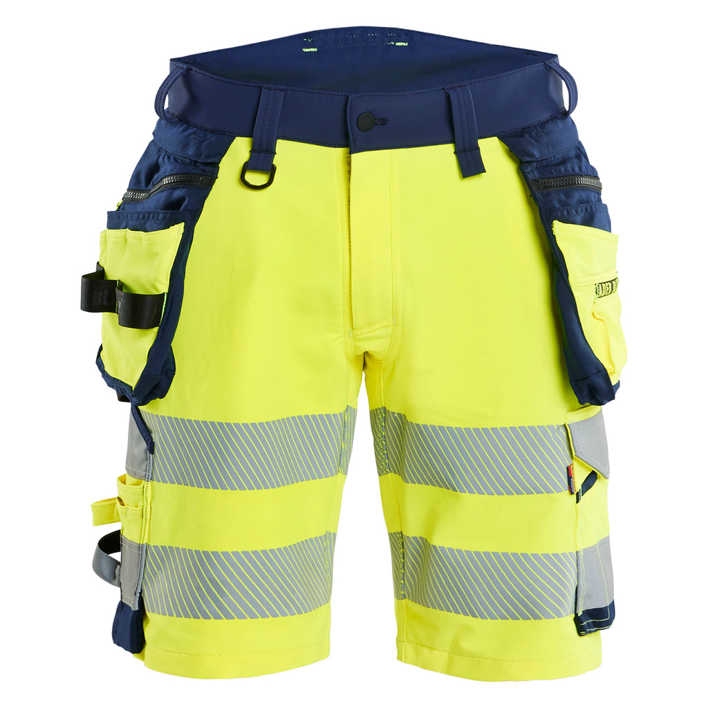 Blaklader 1120 Hi Vis Shorts 4 Way Stretch Hi Vis Yellow Navy Blue Main