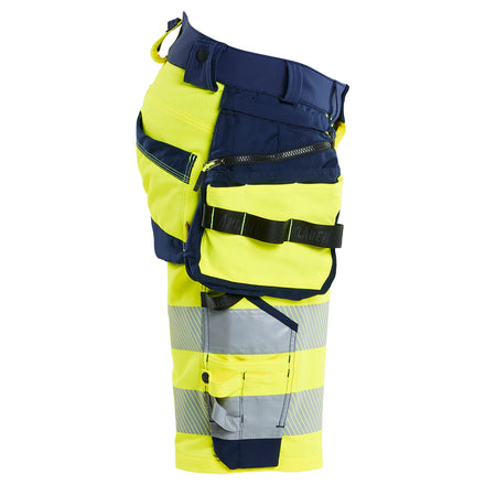 Blaklader 1120 Hi Vis Shorts 4 Way Stretch Hi Vis Yellow Navy Blue Right