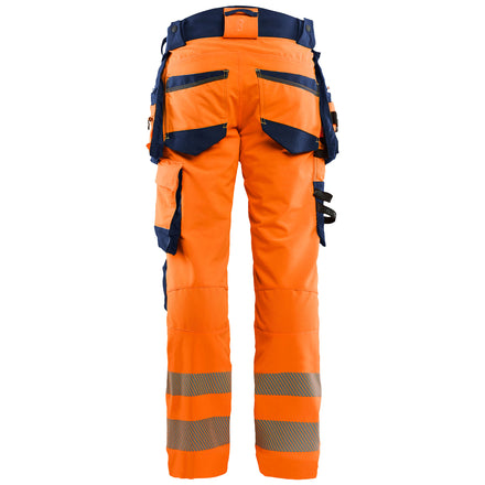 Blaklader 1122 Hi Vis Trousers 4 Way Stretch Hi Vis Orange Navy Blue Back