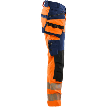 Blaklader 1122 Hi Vis Trousers 4 Way Stretch Hi Vis Orange Navy Blue Right