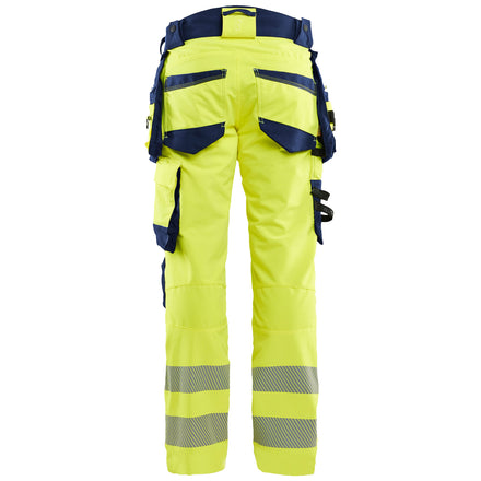 Blaklader 1122 Hi Vis Trousers 4 Way Stretch Hi Vis Yellow Navy Blue Back