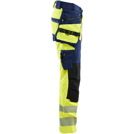 Blaklader 1122 Hi Vis Trousers 4 Way Stretch Hi Vis Yellow Navy Blue Right