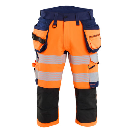 Blaklader 1123 Hi Vis Pirate Trousers 4 Way Stretch Orange Navy Blue Front