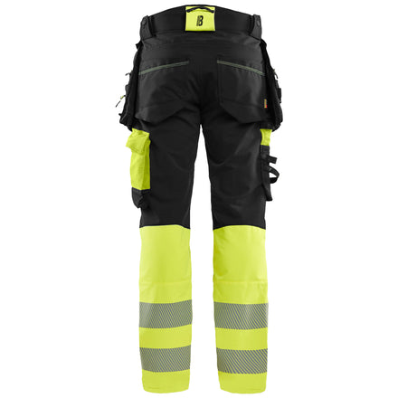 Blaklader 1125 Hi Vis Trousers 4 Way Stretch Black Hi Vis Yellow Back
