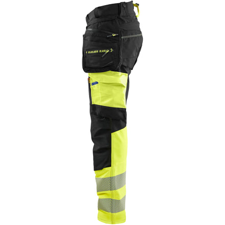 Blaklader 1125 Hi Vis Trousers 4 Way Stretch Black Hi Vis Yellow Left
