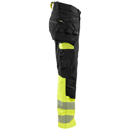 Blaklader 1125 Hi Vis Trousers 4 Way Stretch Black Hi Vis Yellow Right