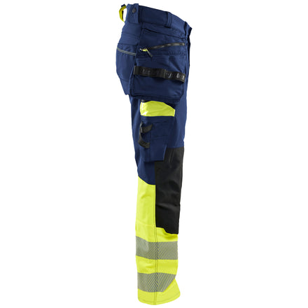 Blaklader 1125 Hi Vis Trousers 4 Way Stretch Navy Blue Hi Vis Yellow Right