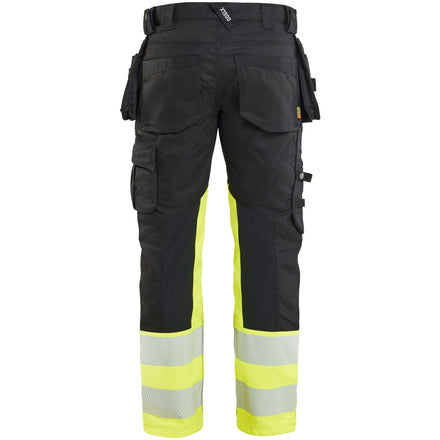 Blaklader 1130 Hi Vis Trousers Stretch Black Hi Vis Yellow Back