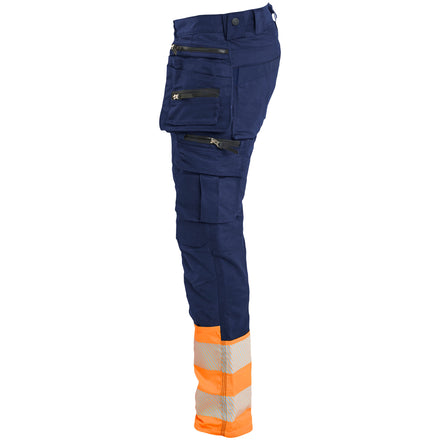 Blaklader 1130 Hi Vis Trousers Stretch Navy Blue Hi Vis Orange Left