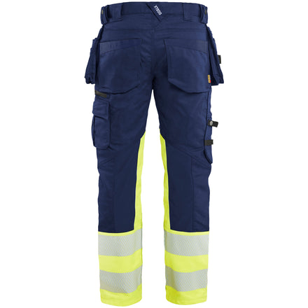 Blaklader 1130 Hi Vis Trousers Stretch Navy Blue Hi Vis Yellow Back