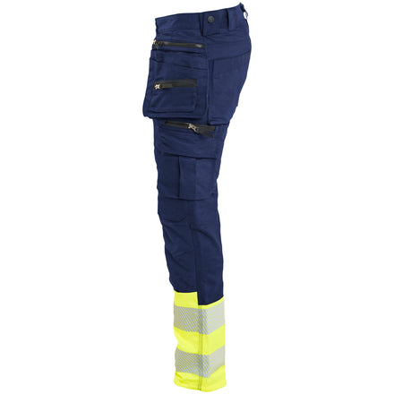 Blaklader 1130 Hi Vis Trousers Stretch Navy Blue Hi Vis Yellow Left