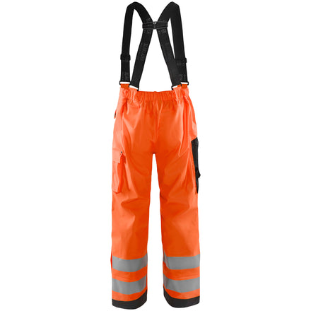 Blaklader 1306 Hi Vis Rain Trousers Hi Vis Orange Navy Blue Back