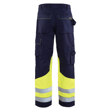 Blaklader 1478 Multinorm Trousers Navy Blue Hi Vis Yellow Back