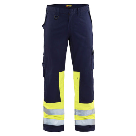Blaklader 1478 Multinorm Trousers Navy Blue Hi Vis Yellow Main