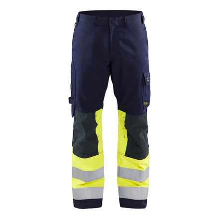 Blaklader 1478 Multinorm Trousers Navy Blue Hi Vis Yellow Main