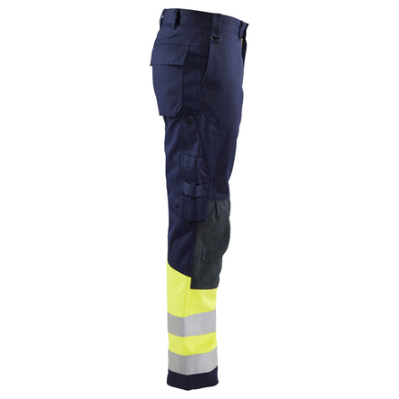 Blaklader 1478 Multinorm Trousers Navy Blue Hi Vis Yellow Right