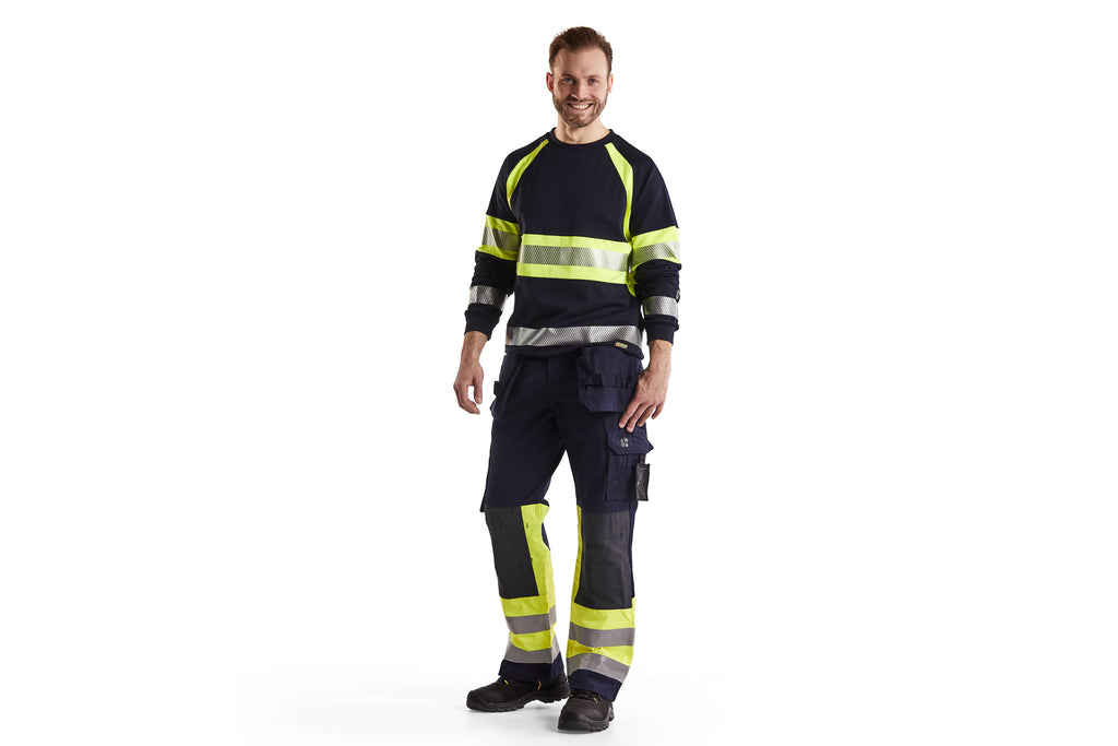 Blaklader 1479 Navy Blue/Hi-Vis Yellow Arc Flash & Fire Retardant Multinorm Craftsman Trousers