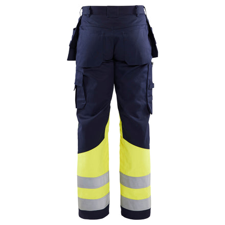 Blaklader 1479 Multinorm Craftsman Trousers Navy Blue Hi Vis Yellow Back