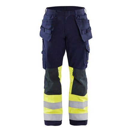 Blaklader 1479 Multinorm Craftsman Trousers Navy Blue Hi Vis Yellow Main
