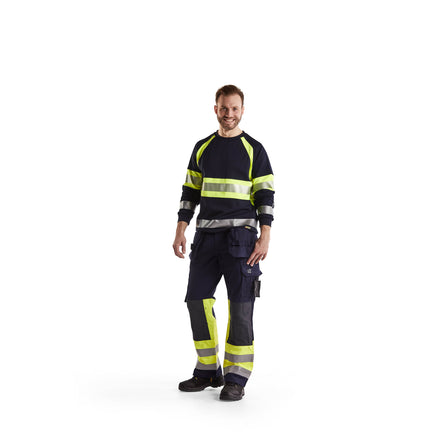 Blaklader 1479 Multinorm Craftsman Trousers Navy Blue Hi Vis Yellow Model
