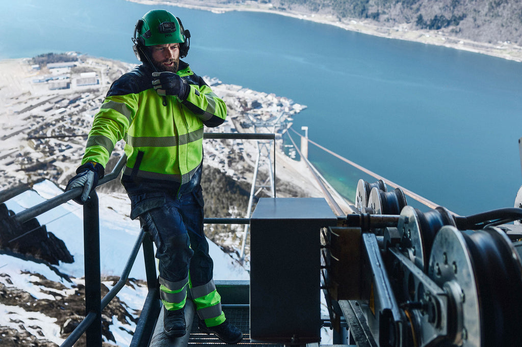 Blaklader 1487 Navy Blue/Hi-Vis Yellow Arc Flash & Fire Retardant Multinorm Inherent Trousers With Stretch