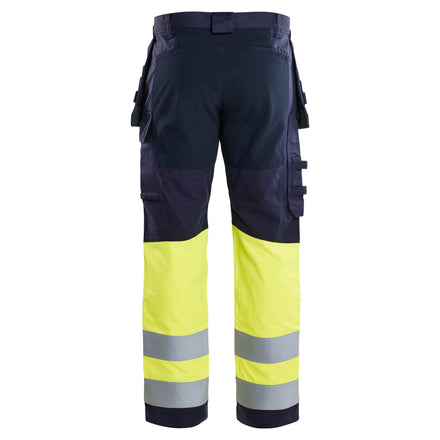 Blaklader 1487 Multinorm Inherent Trousers With Stretch Navy Blue Hi Vis Yellow Back