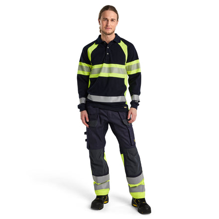 Blaklader 1487 Multinorm Inherent Trousers With Stretch Navy Blue Hi Vis Yellow Model