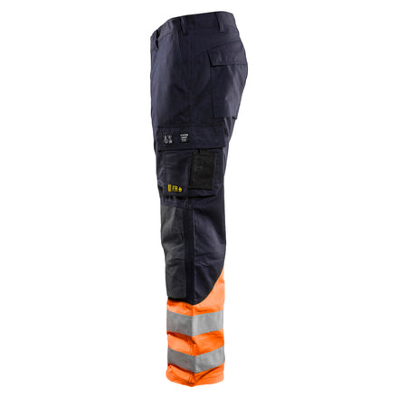 Blaklader 1488 Multinorm Inherent Trousers Navy Blue Hi Vis Orange Left