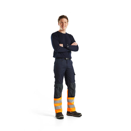 Blaklader 1488 Multinorm Inherent Trousers Navy Blue Hi Vis Orange Model