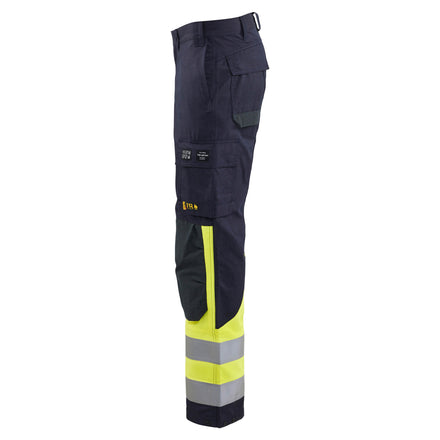 Blaklader 1488 Multinorm Inherent Trousers Navy Blue Hi Vis Yellow Left