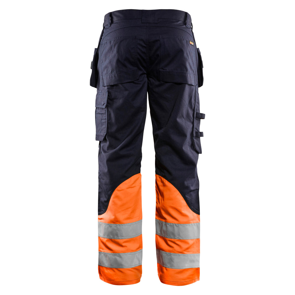 Blaklader 1489 Multinorm Inherent Trousers Navy Blue Hi Vis Orange Back